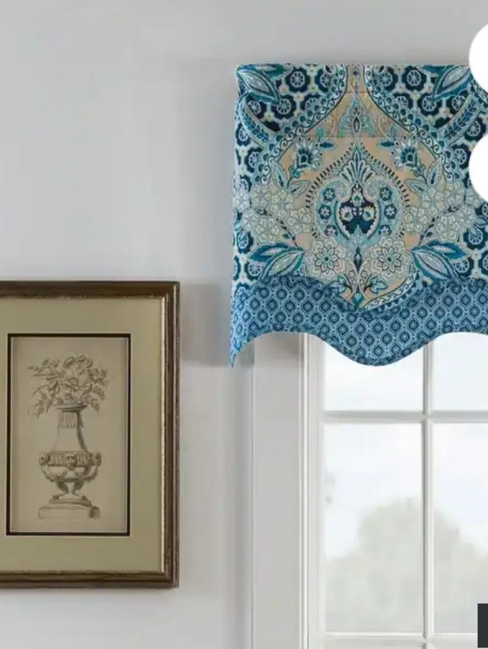 Waverly Moonlit Shadows Wave Valances Blue Medallion Floral Paisley 52x18